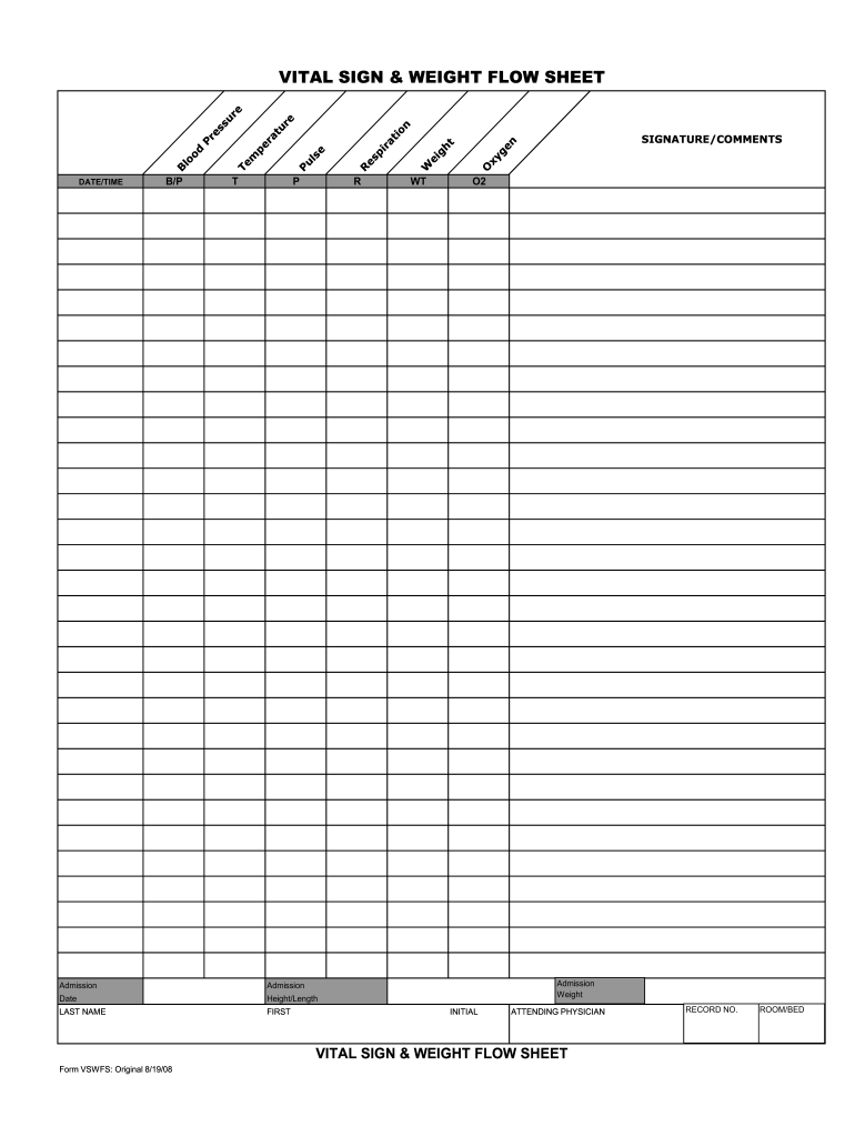 Template Free Printable Vital Signs Flow Sheet