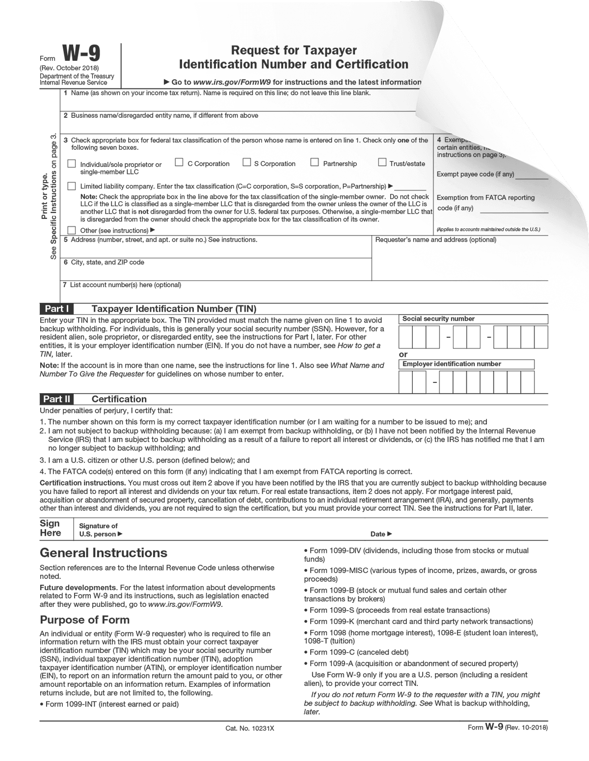 W 9 Form For Rental Assistance