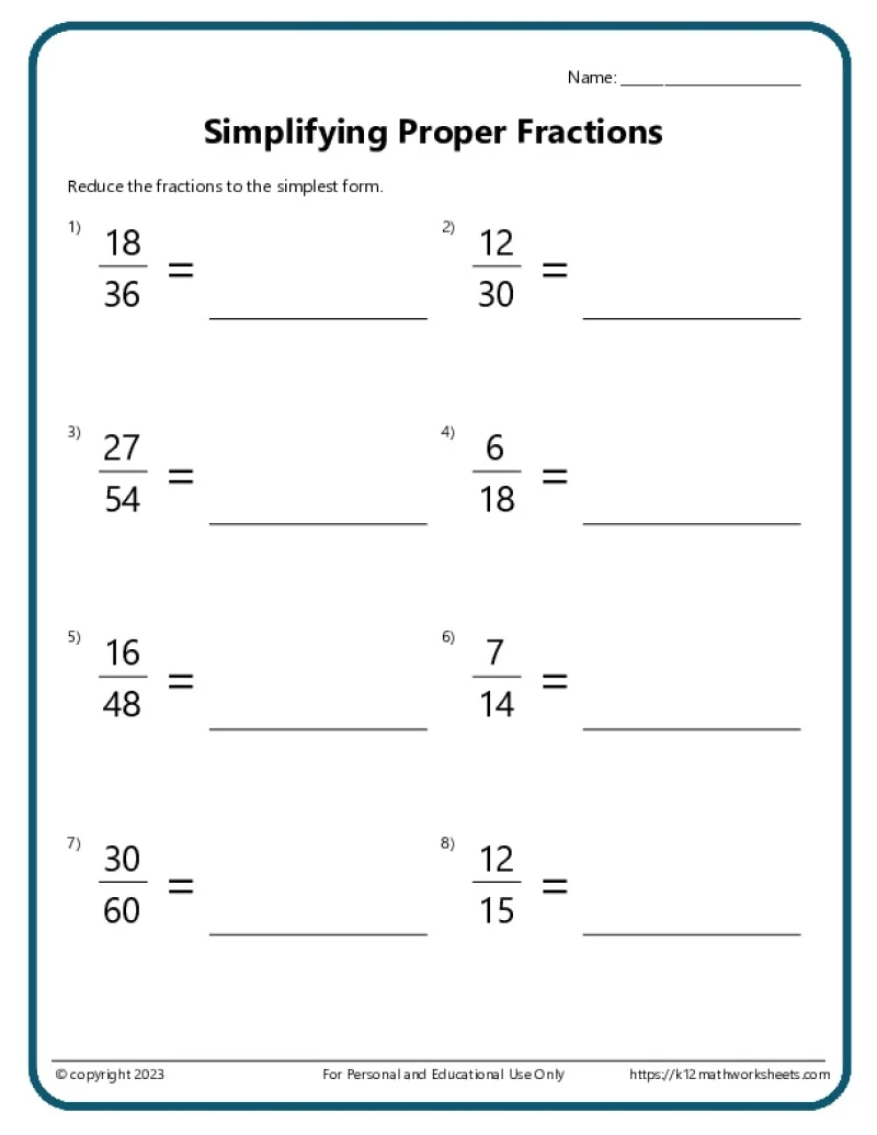 3rd Grade Math Worksheets Printable Fractions