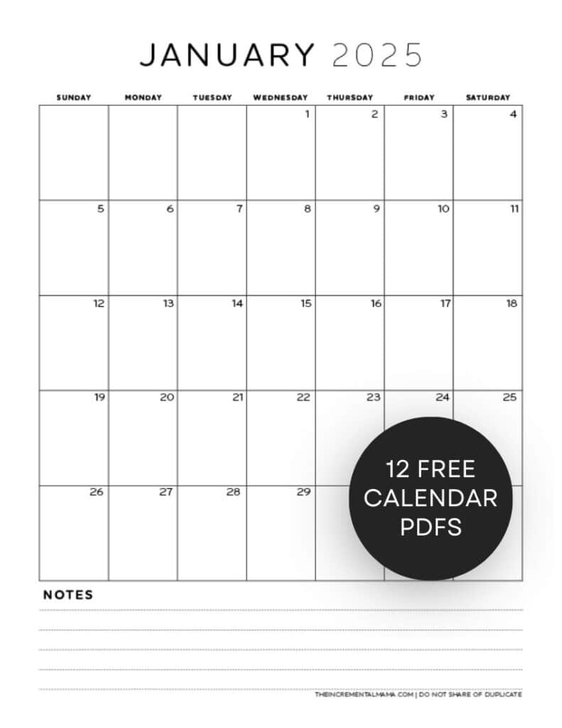 2025 Blank 2025 Calendar Printable