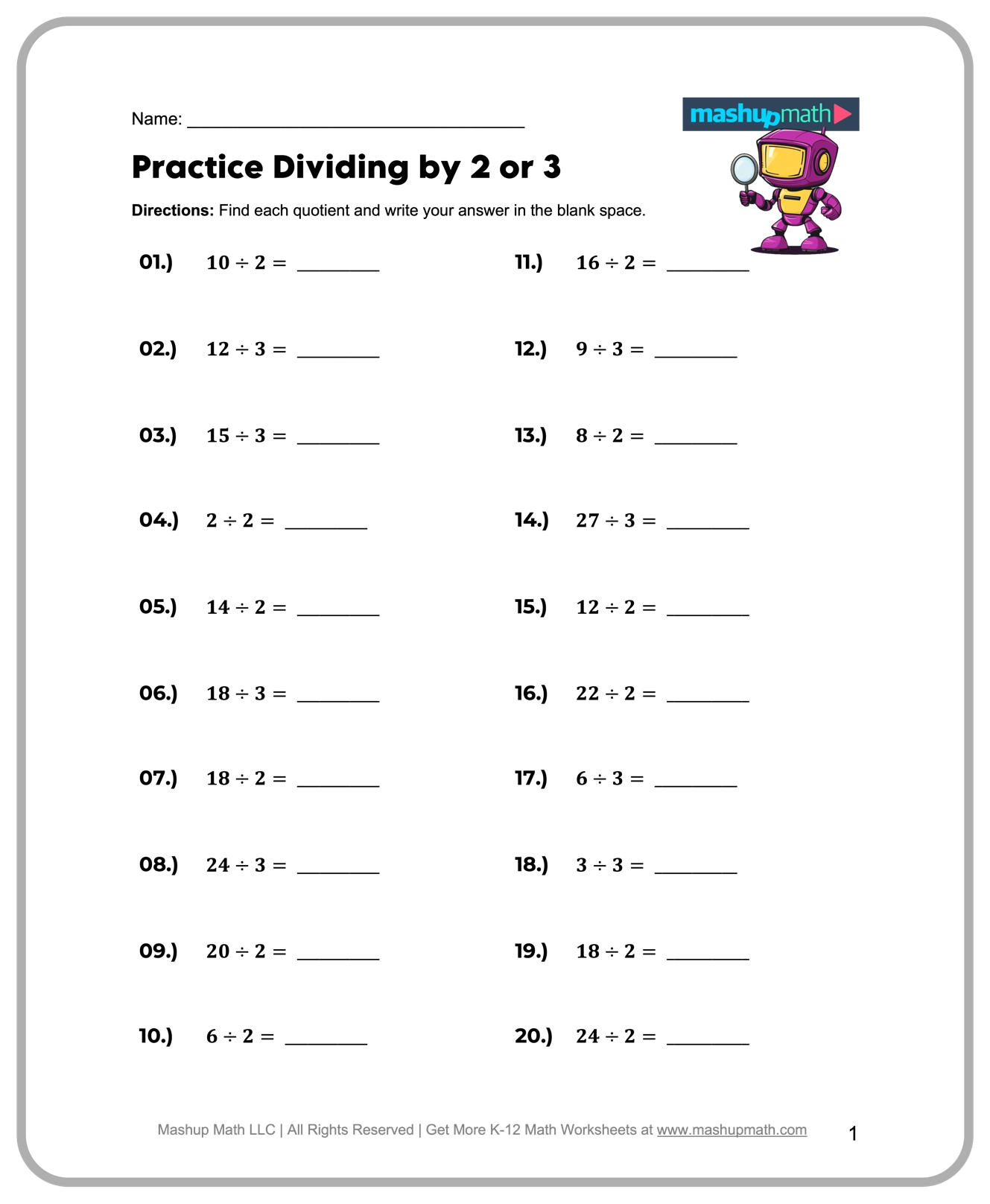 Free 3rd Grade Math Worksheets Printable W Answers Mashup Math