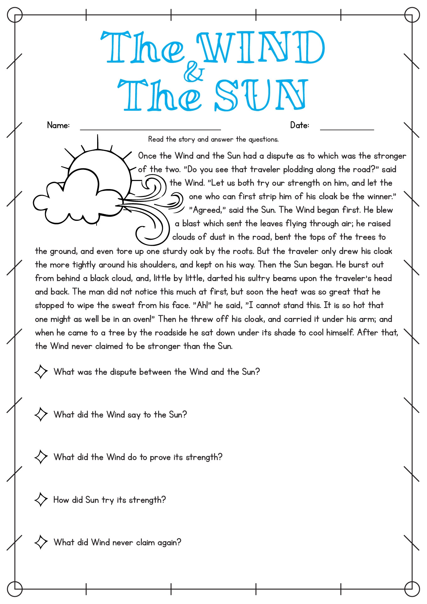 Free 4th Grade Reading Comprehension Free Printable Worksheet 
