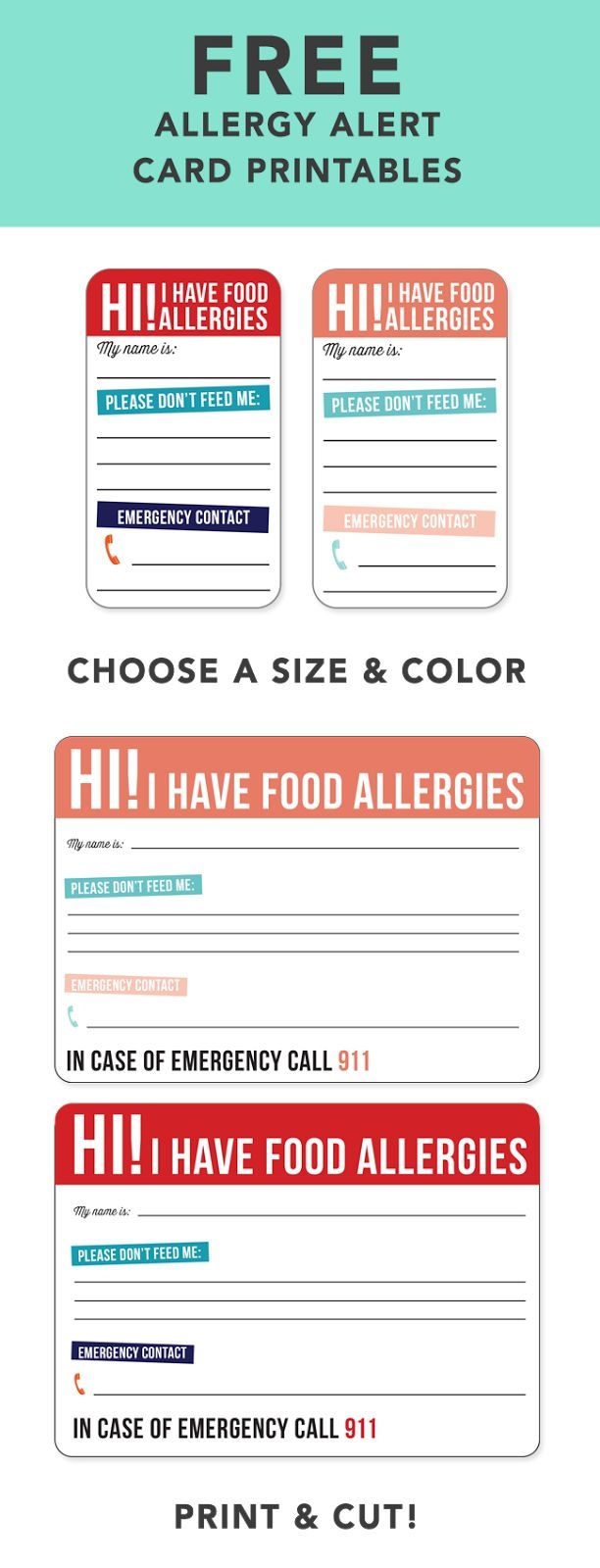 FREE ALLERGY ALERT PRINTABLES