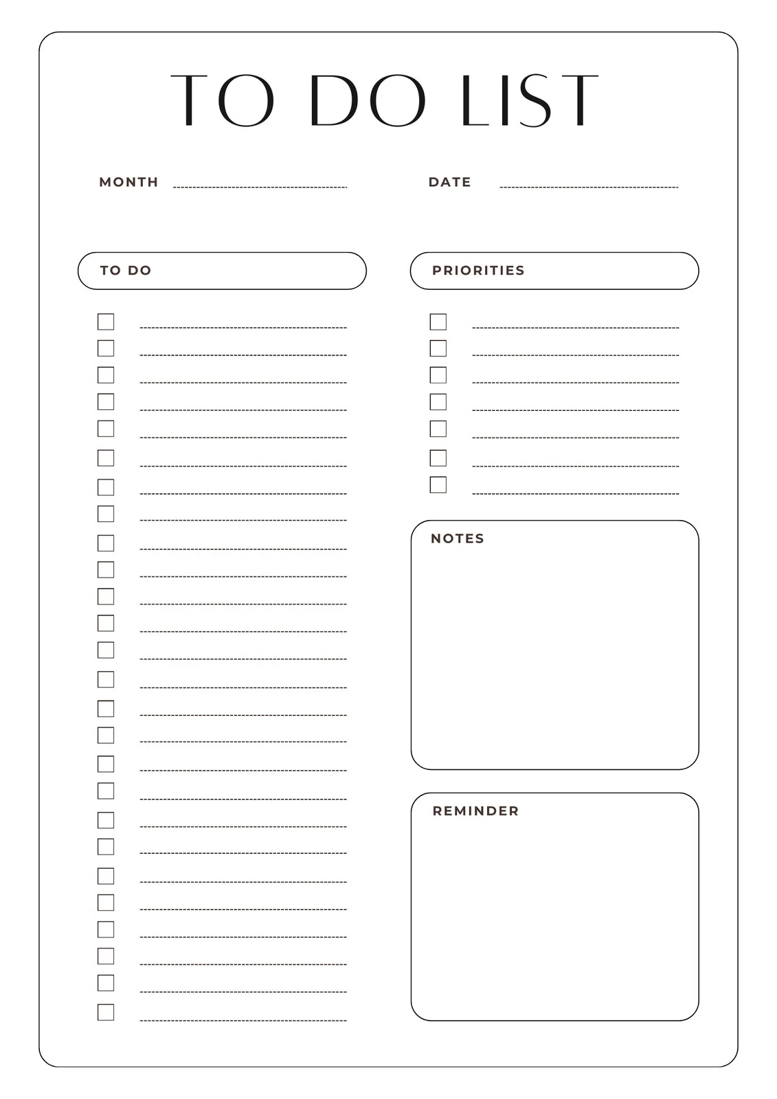 Printable Pretty To Do List Template