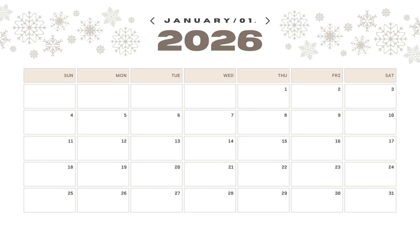 Free And Editable January 2026 Calendar Templates Canva