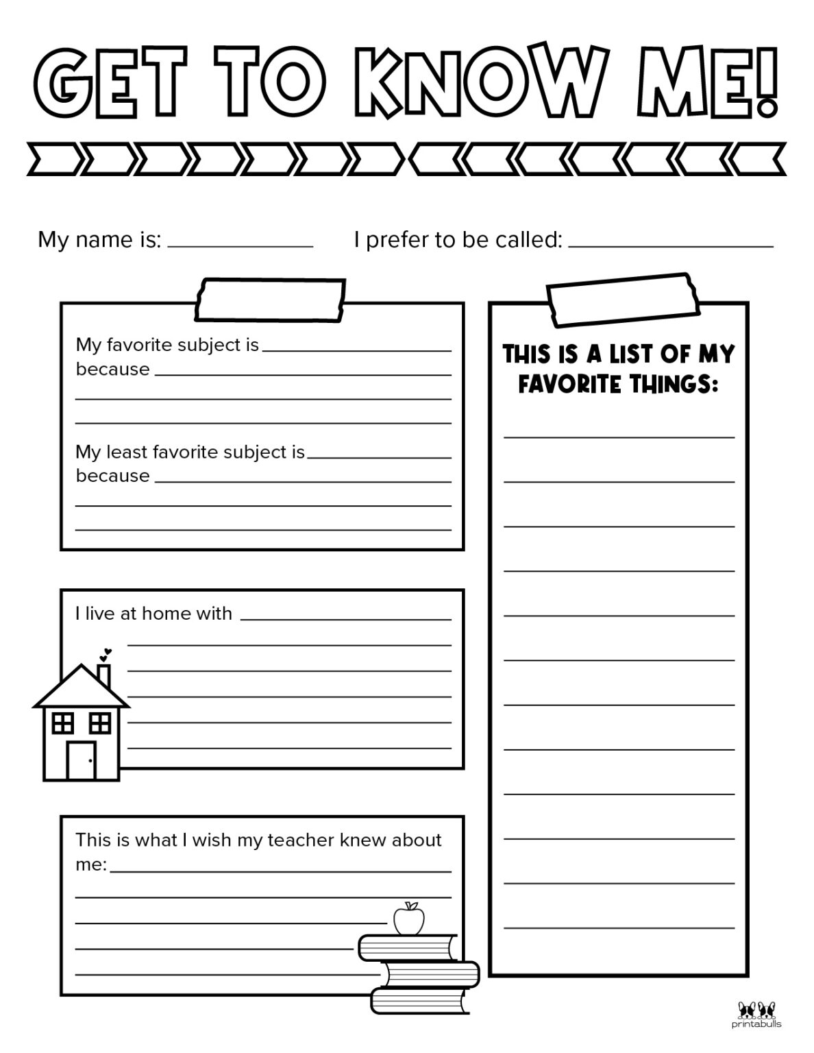 Get To Know Me Worksheet Pdf Free Printable