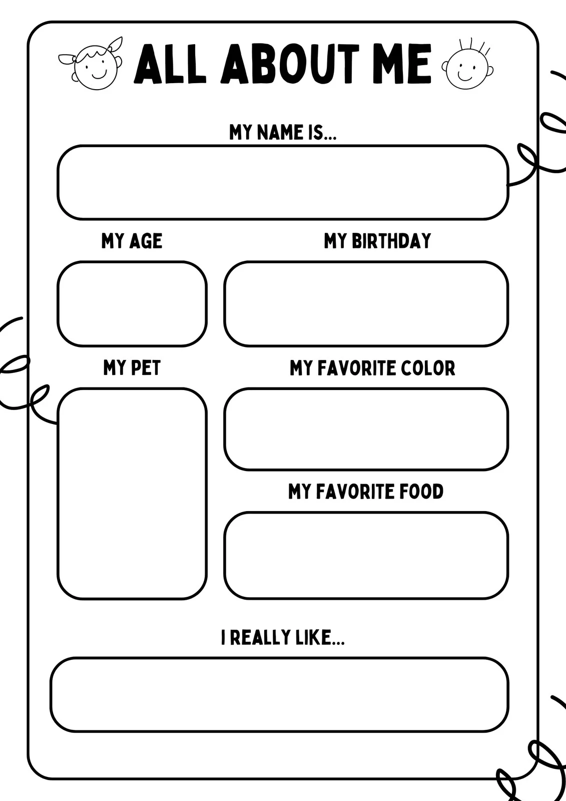 Get To Know Me Printable