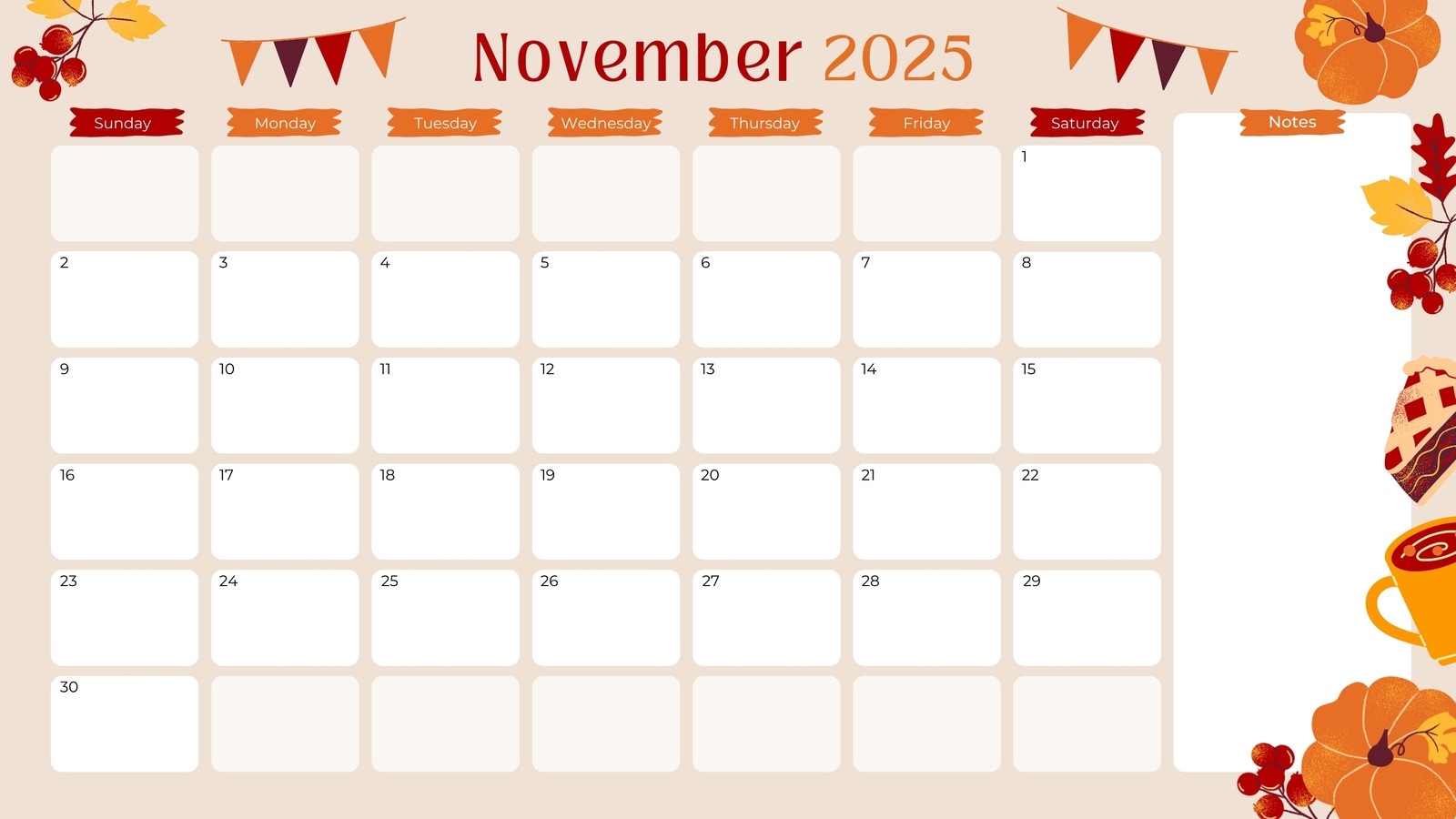 November Calendar Printable With Holidays