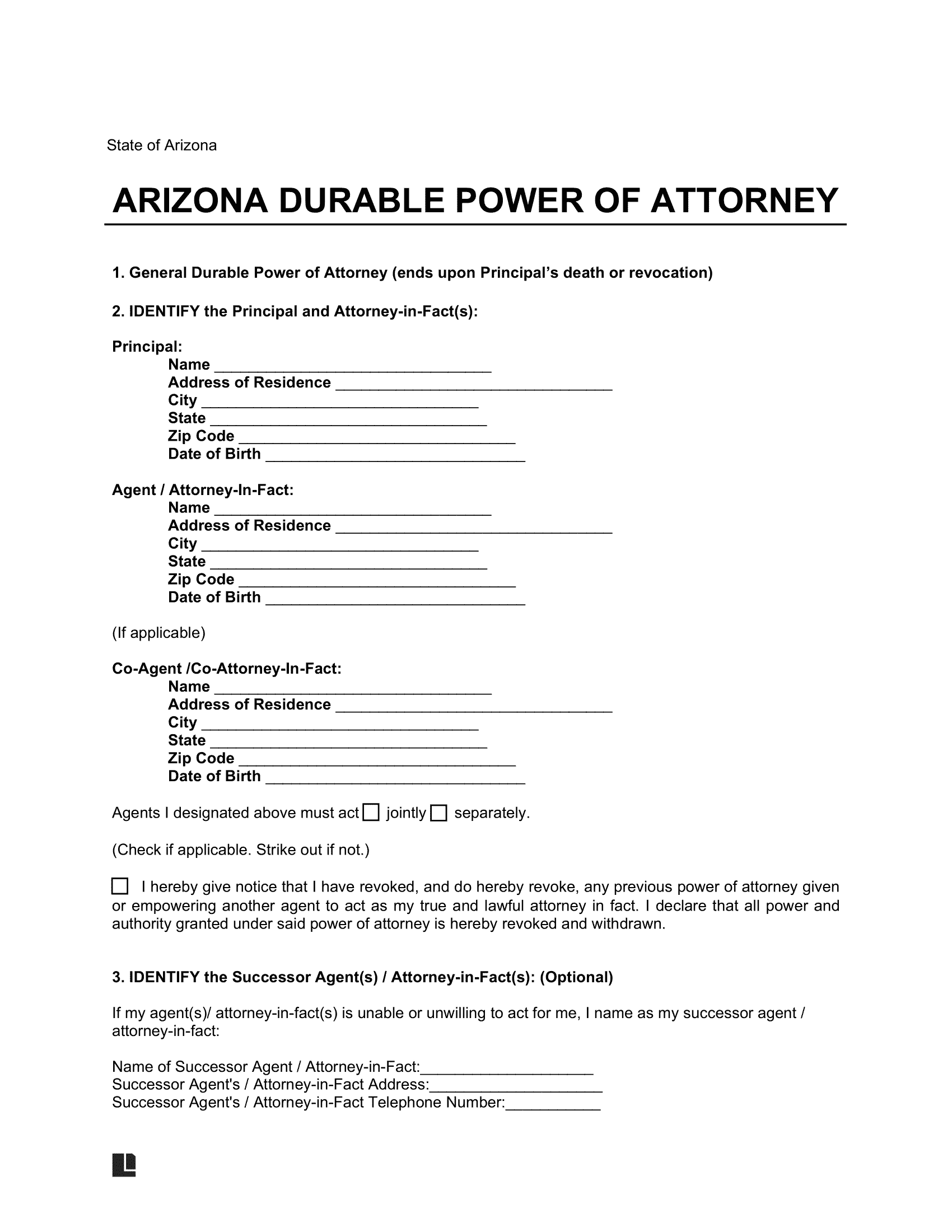 Free Arizona Durable Power Of Attorney Form PDF amp Word