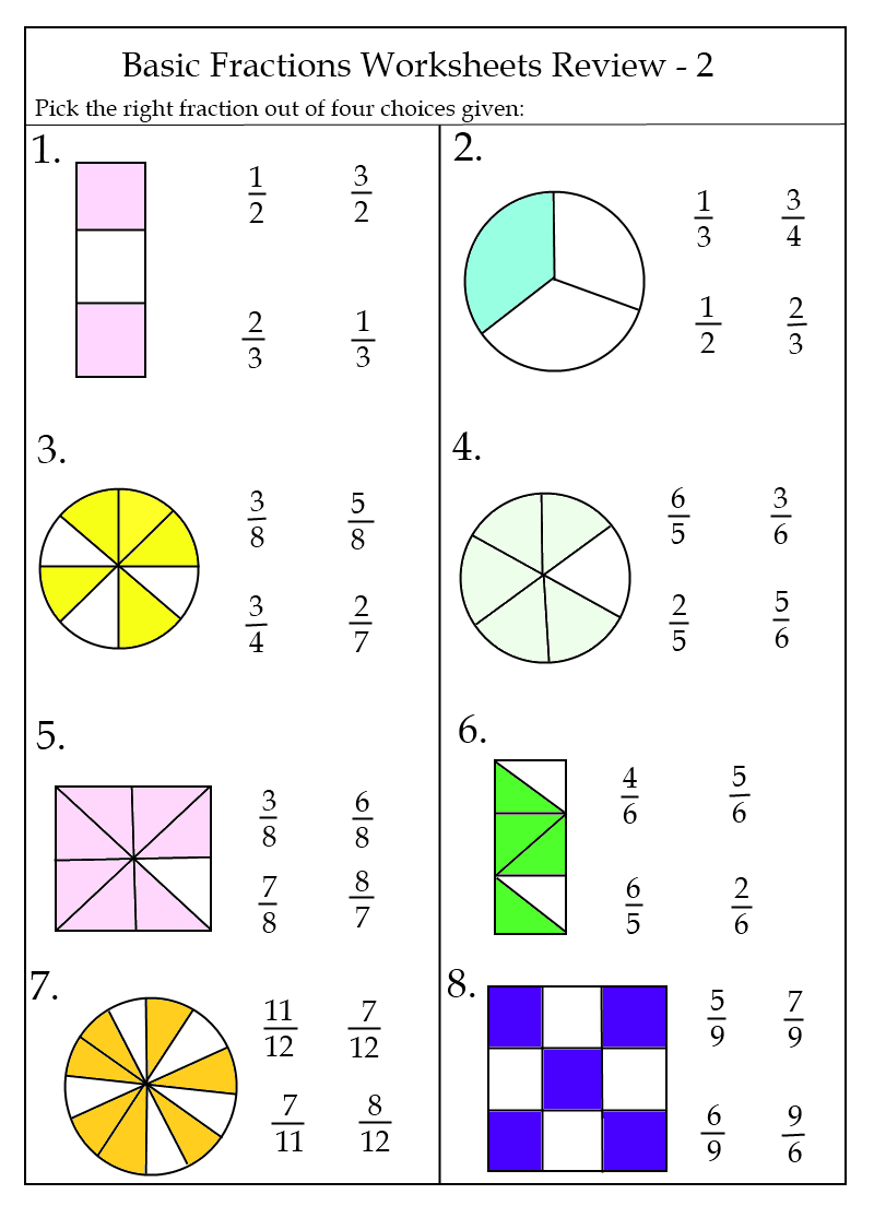 Free Printable Beginner Fraction Worksheets