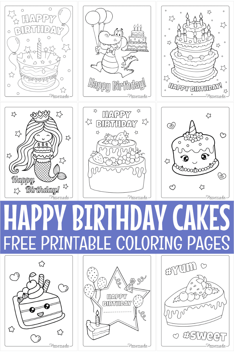 Free Birthday Cake Coloring Pages For Kids amp Adults