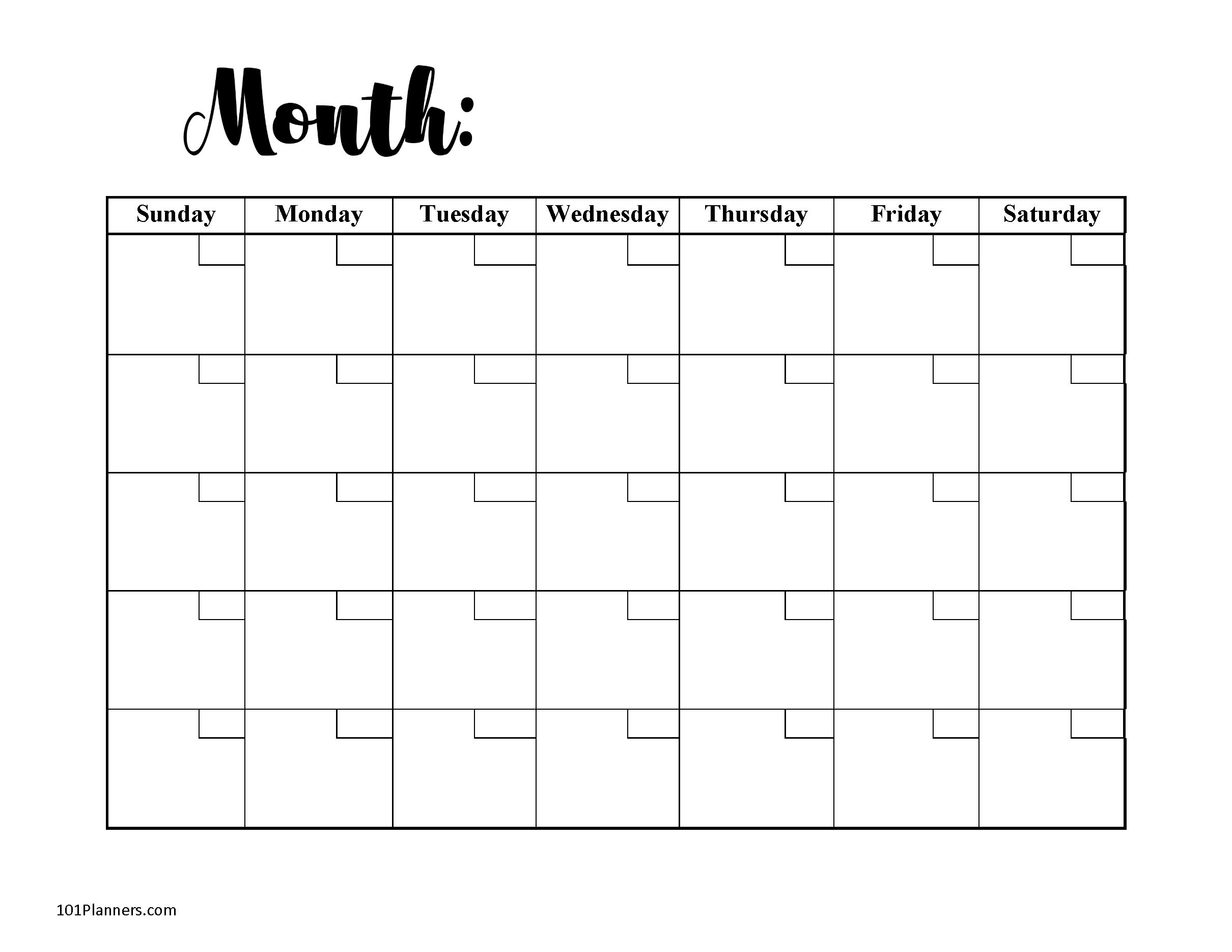 Free Printable Blank Calendar