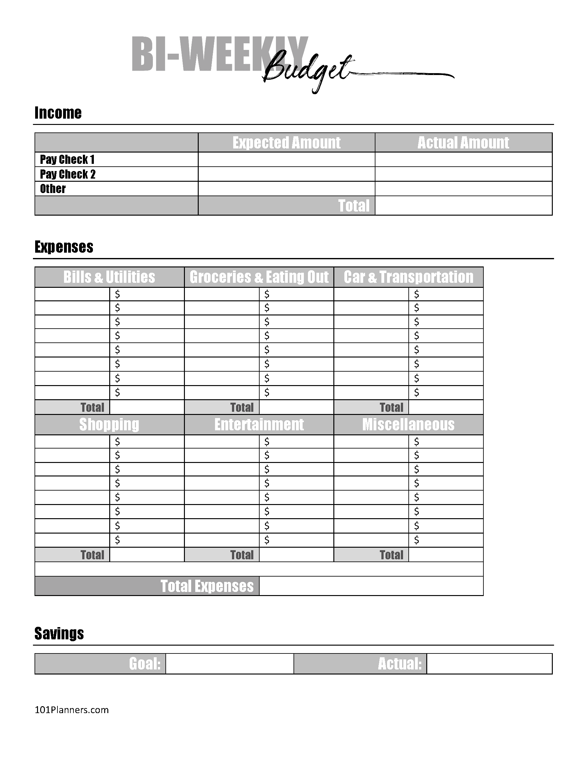 Free Printable Budget Worksheet Template