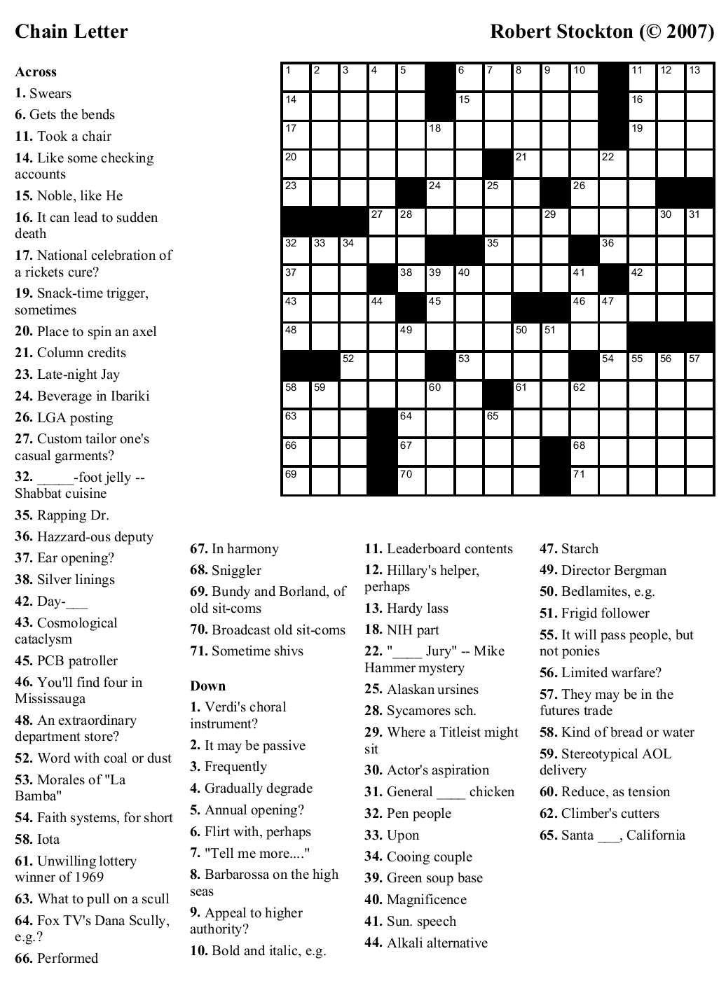 Free Tv Guide Crossword Printable