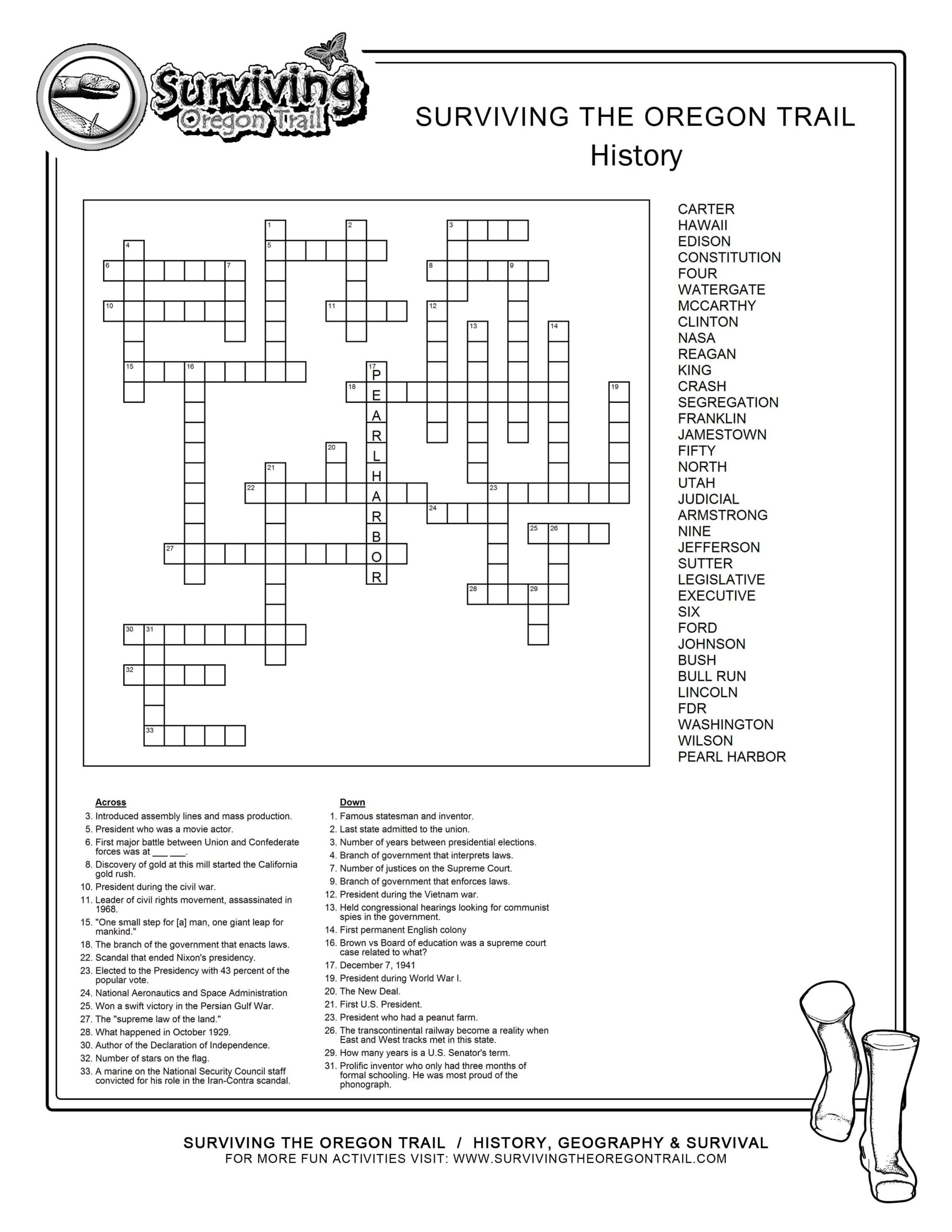 History Crossword Puzzles Printable