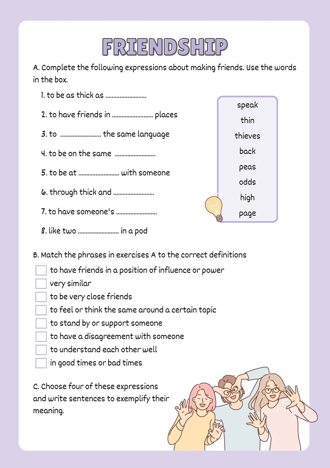 Free Printable Friendship Worksheets