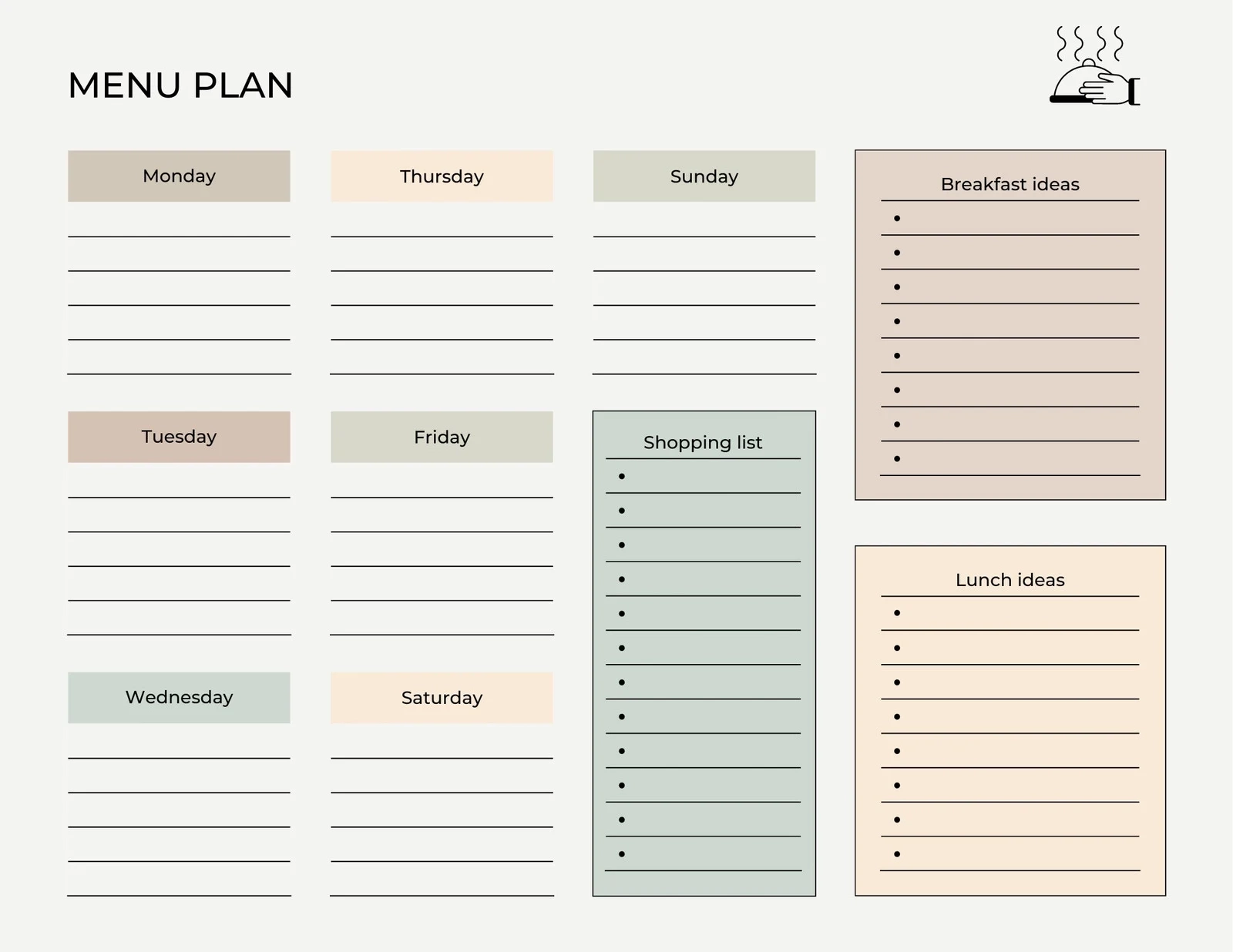 Free Printable Blank Menu Calendar