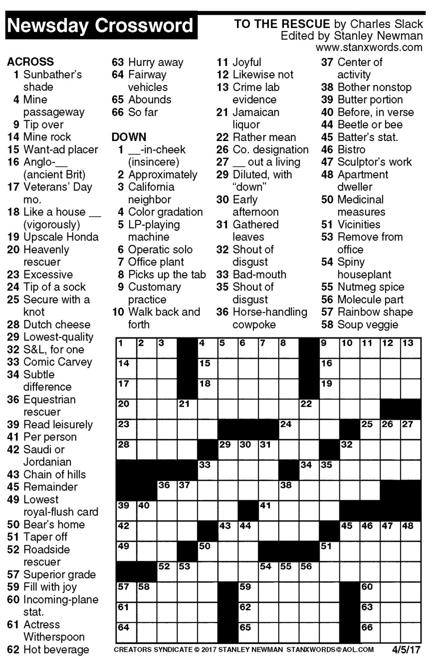 Daily Printable Crosswords 7