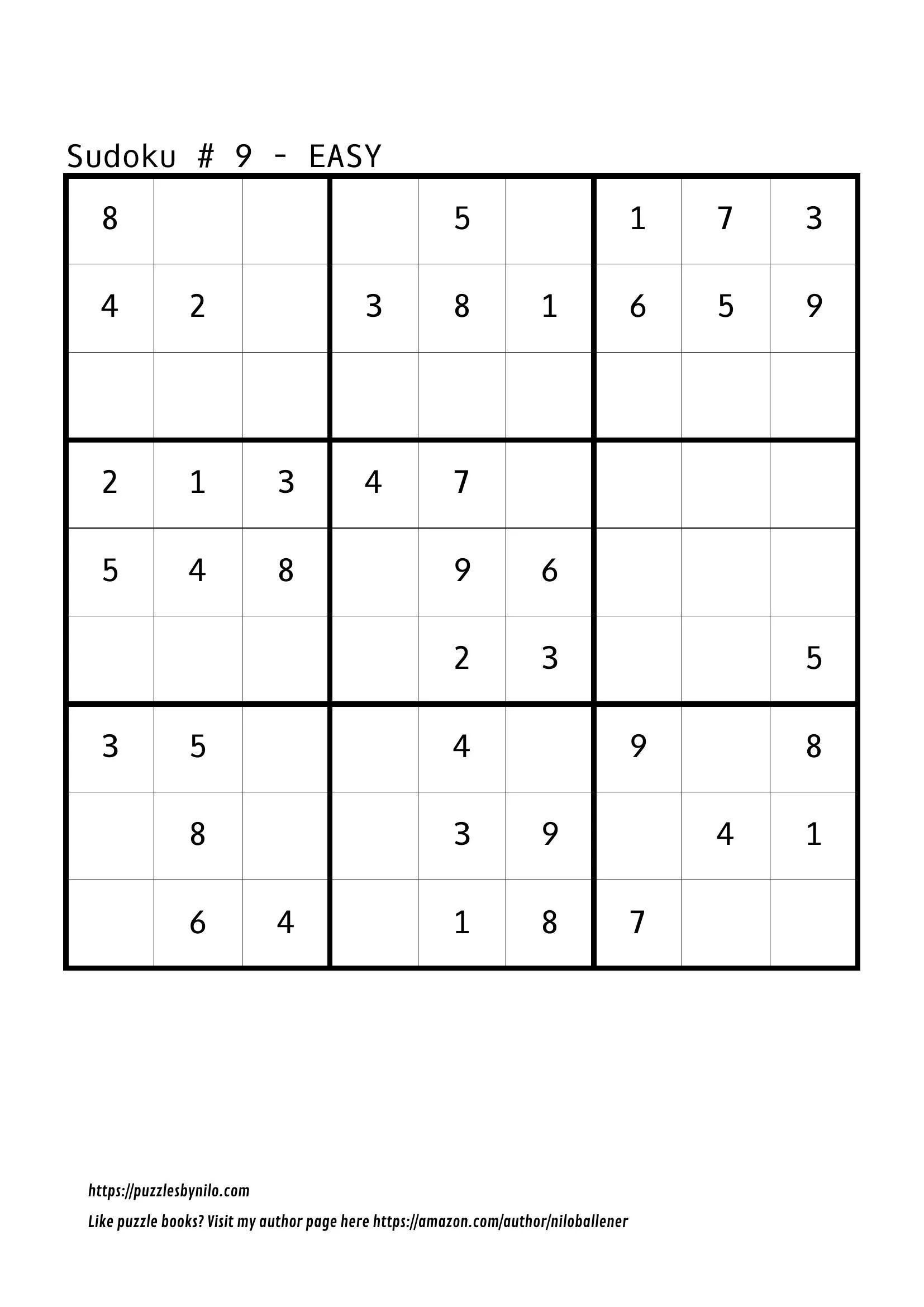 Free Sudoku Puzzles Printable Easy