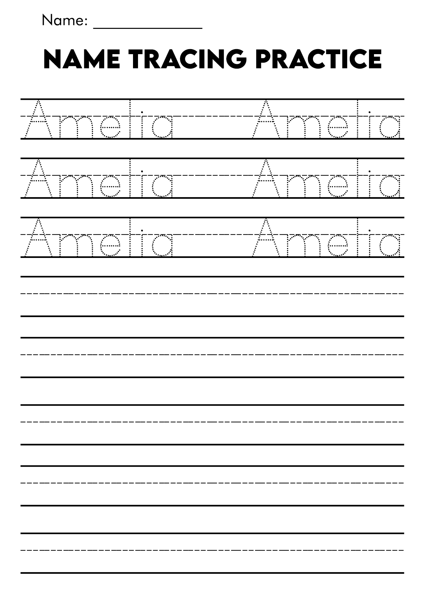 Name Writing Practice Sheets Free Printable