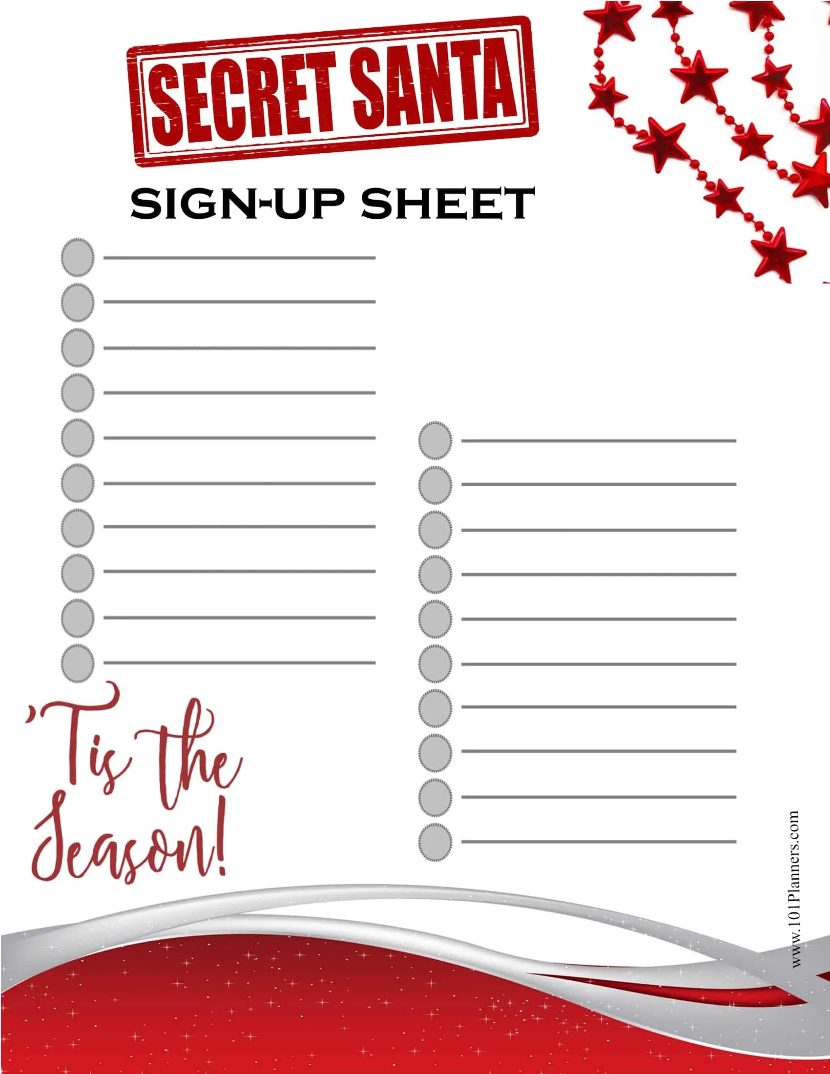 Printable Secret Santa Sign Up Template