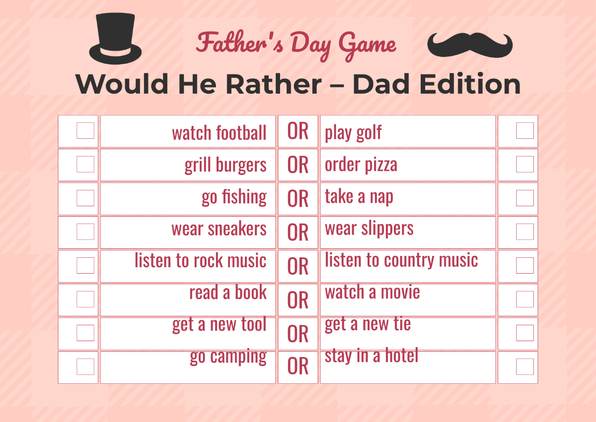 Free Father s Day Games Template To Edit Online