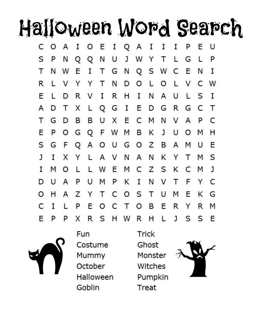 Printable Halloween Word Puzzles