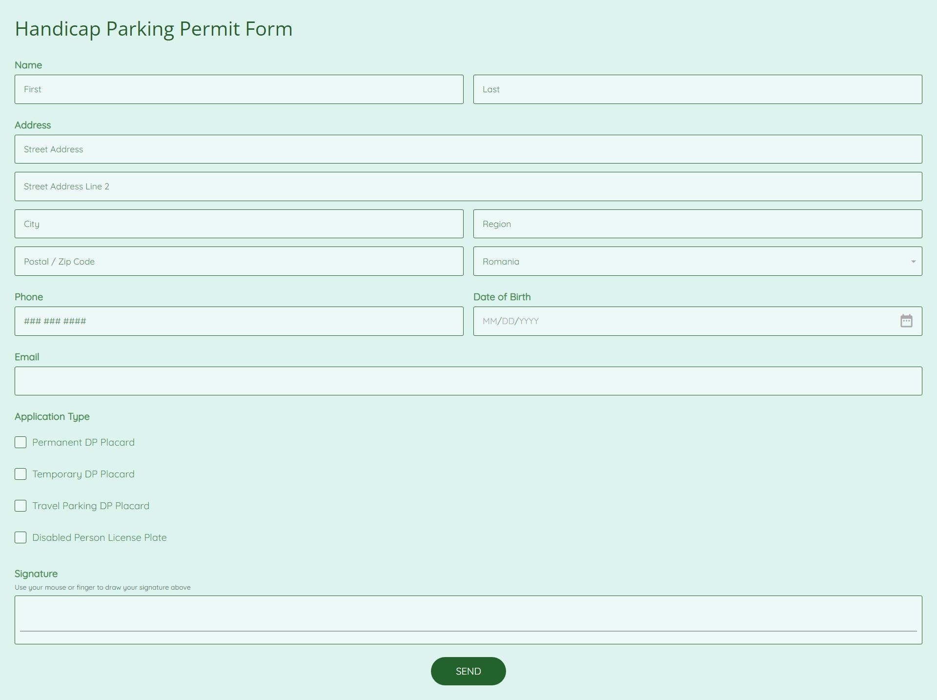 Disabled Handicapped Parking Permit Forms