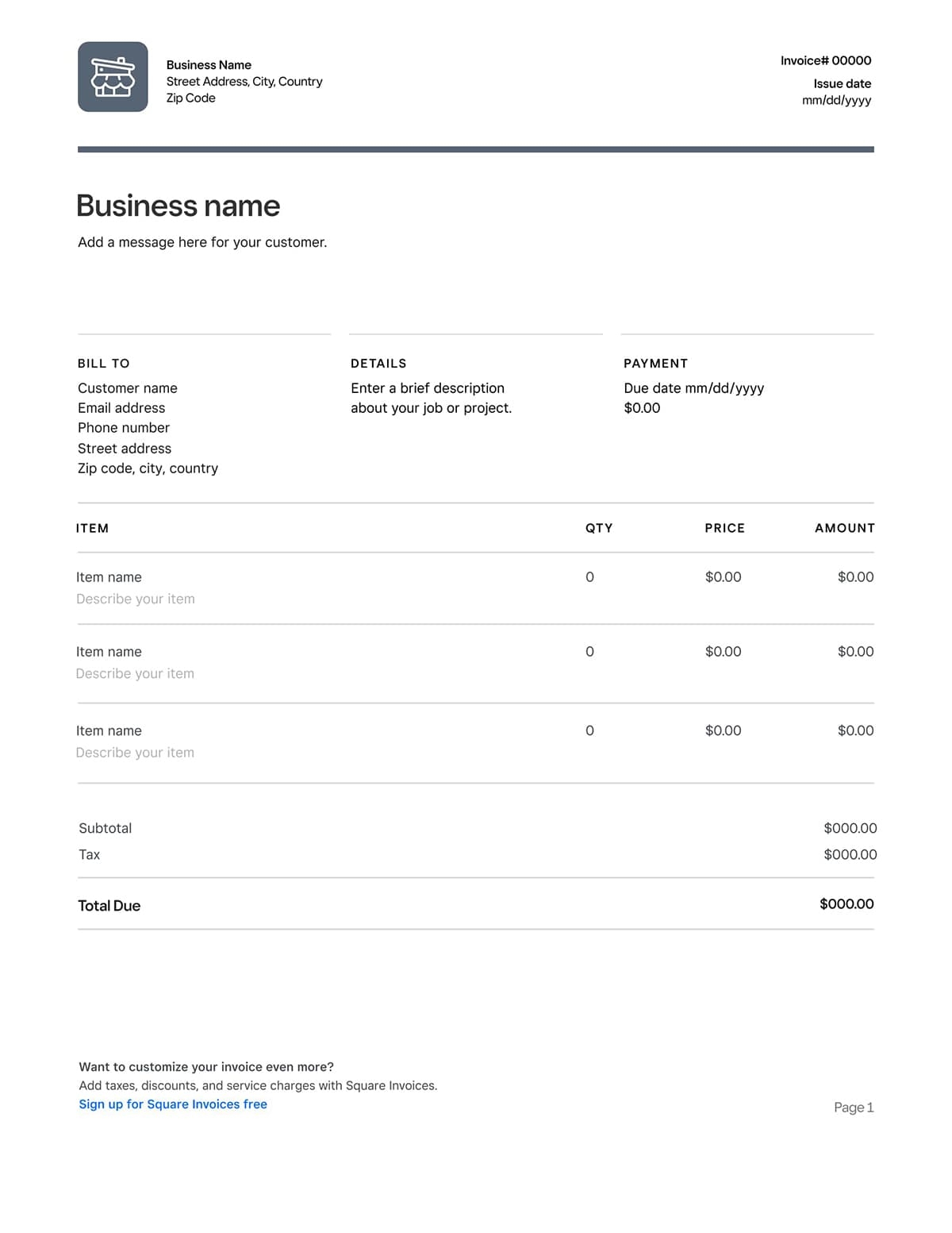 Printable Invoice Templates Free
