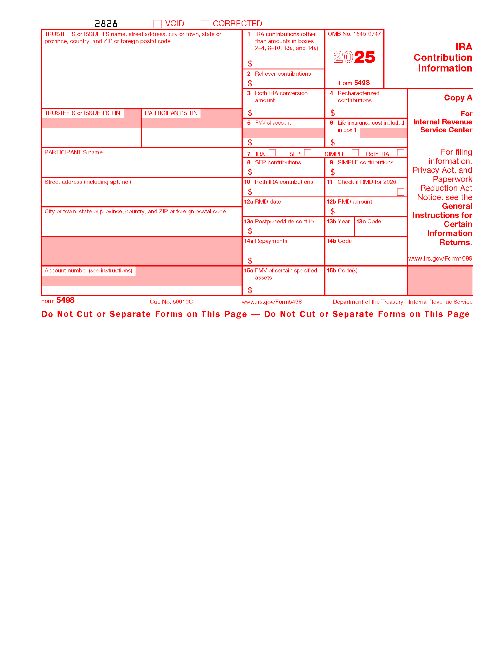 Free IRS Form 5498 PDF EForms