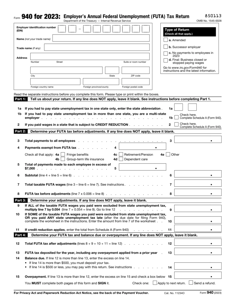 Irs Form 940 For 2024 Pdf