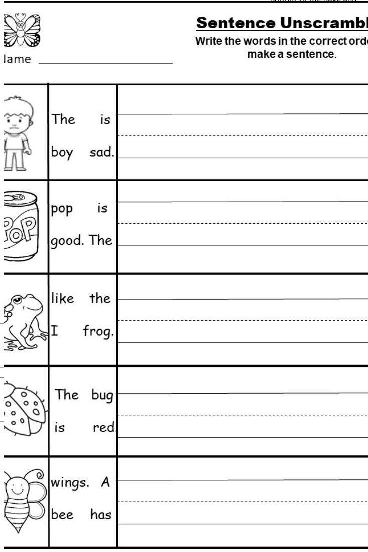 Free Printable Writing Sentences Worksheets