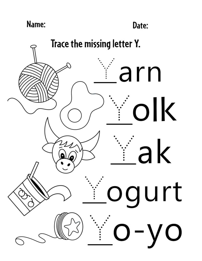 Free Printable Letter Y Worksheets