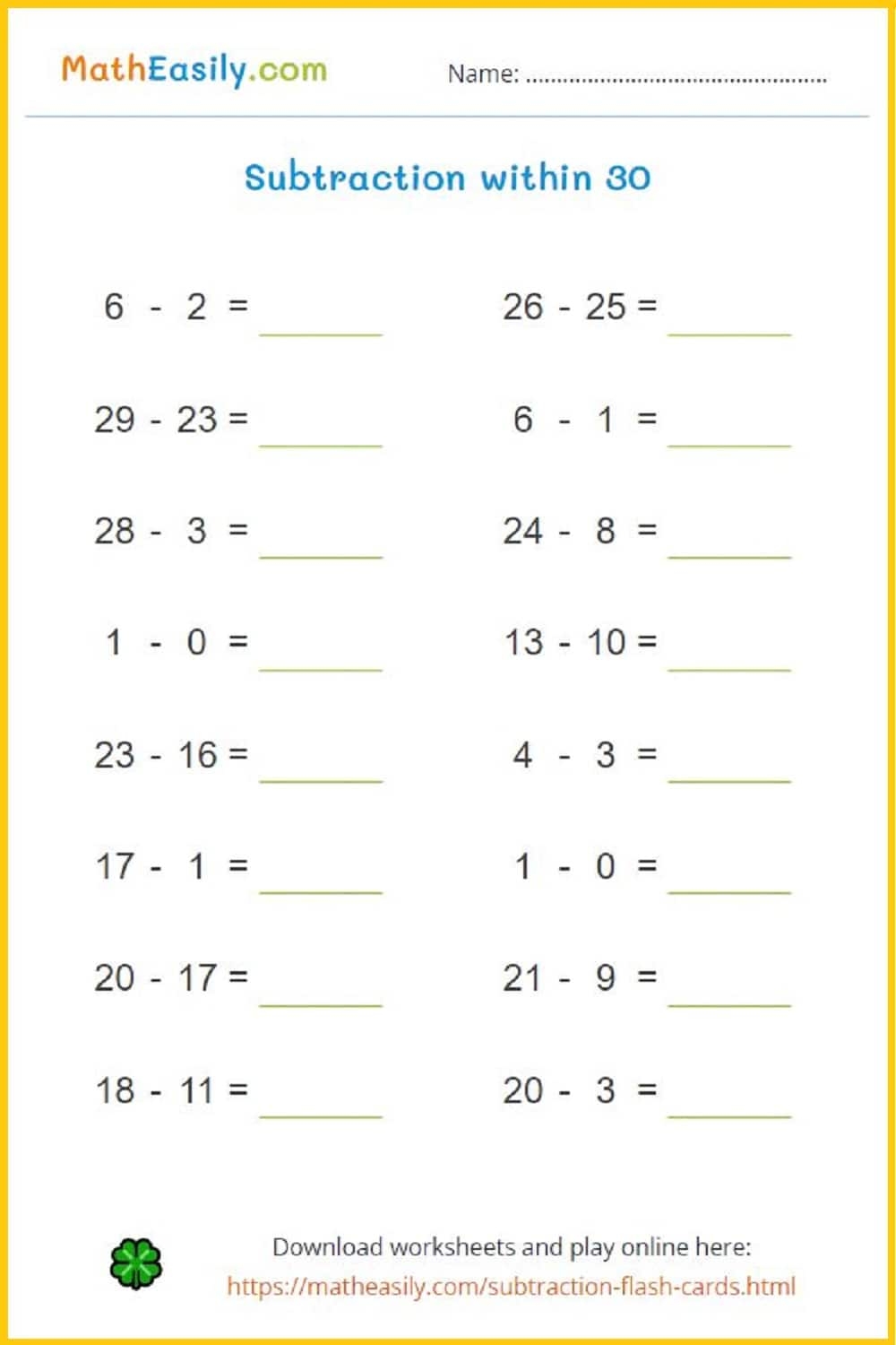 Printable Maths Worksheets Free