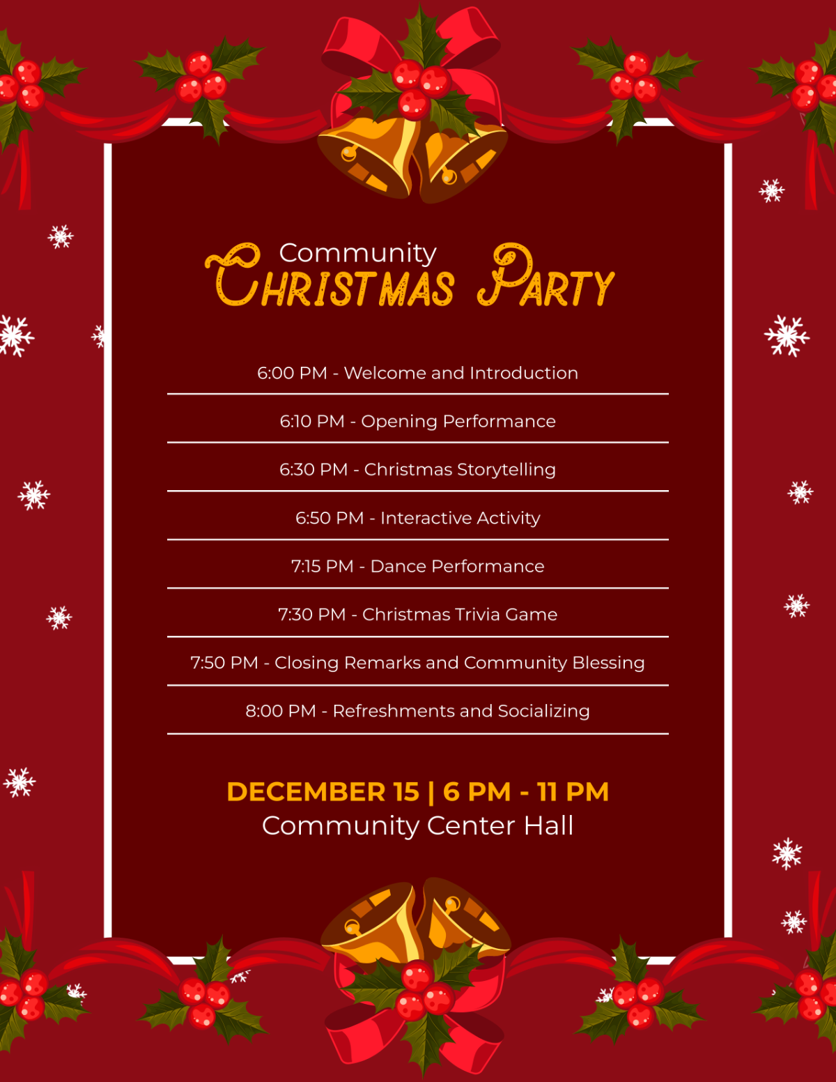 Printable Christmas Program Template