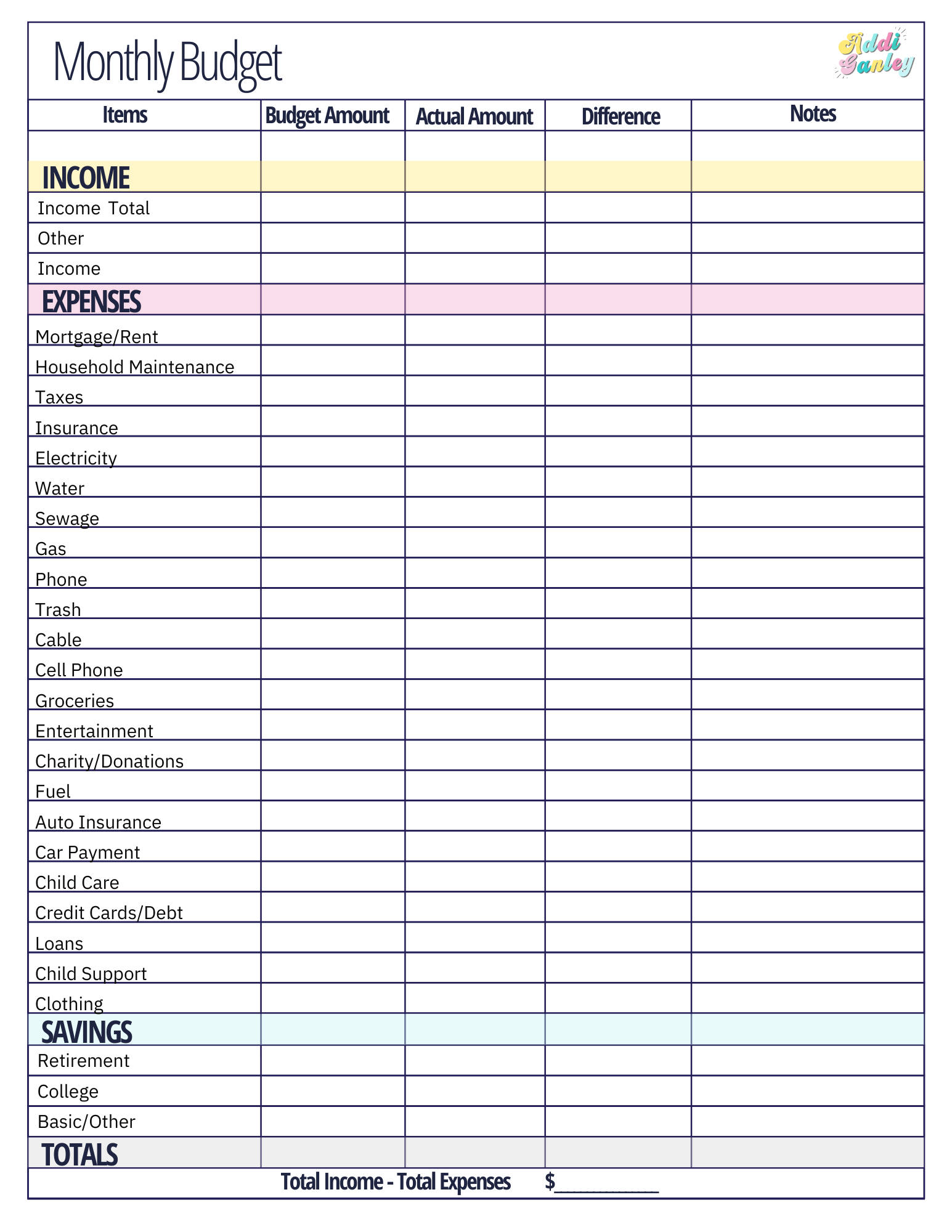 Budget Monthly Bills Worksheets Printable