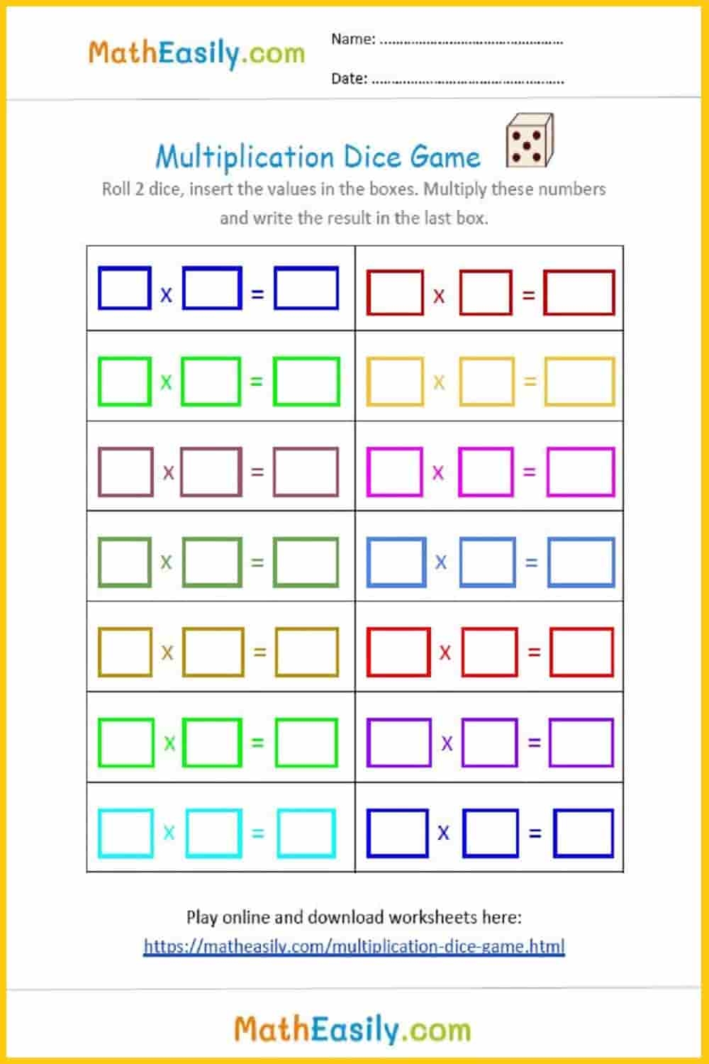 Free Printable Multiplication Games