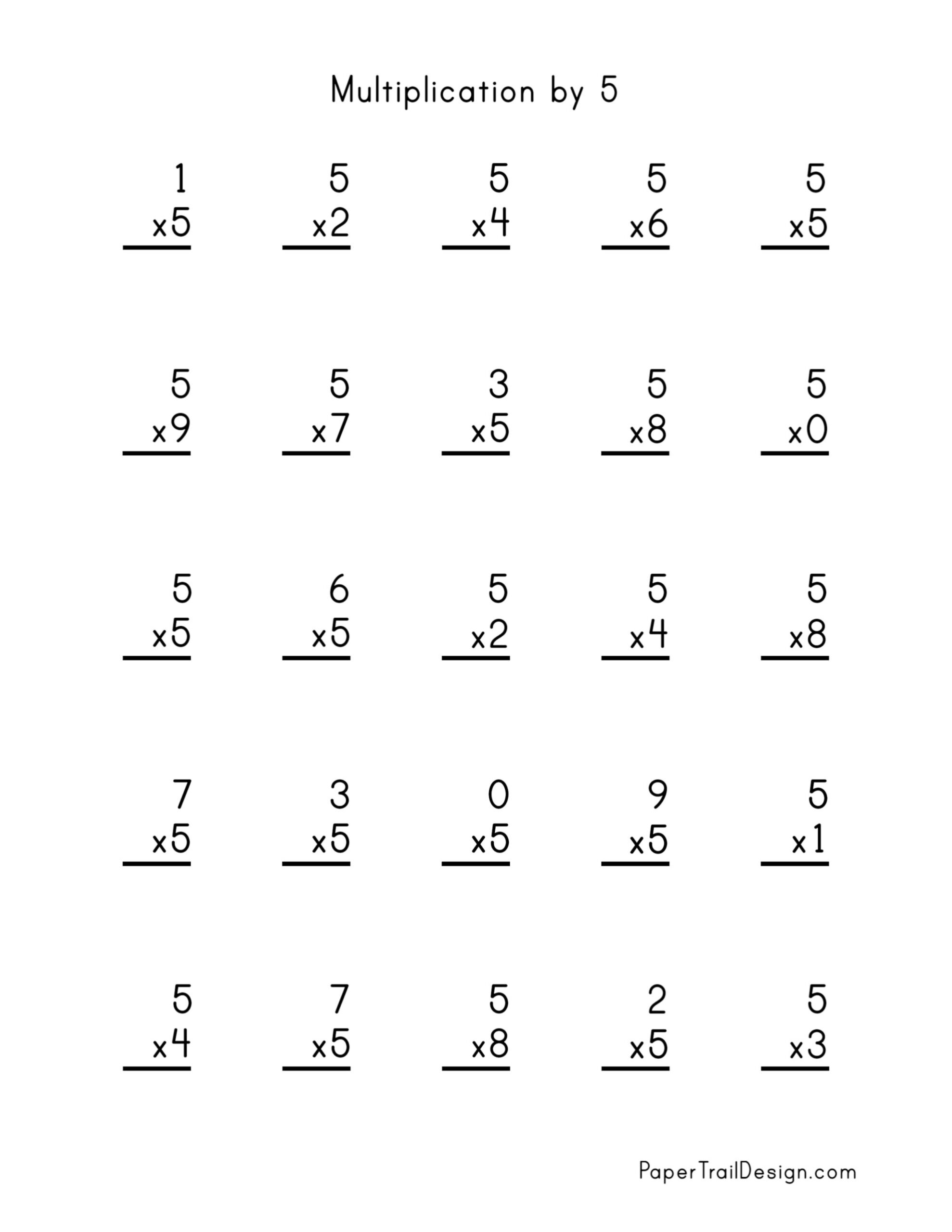 Free Printable Multiplication Worksheets 1-5