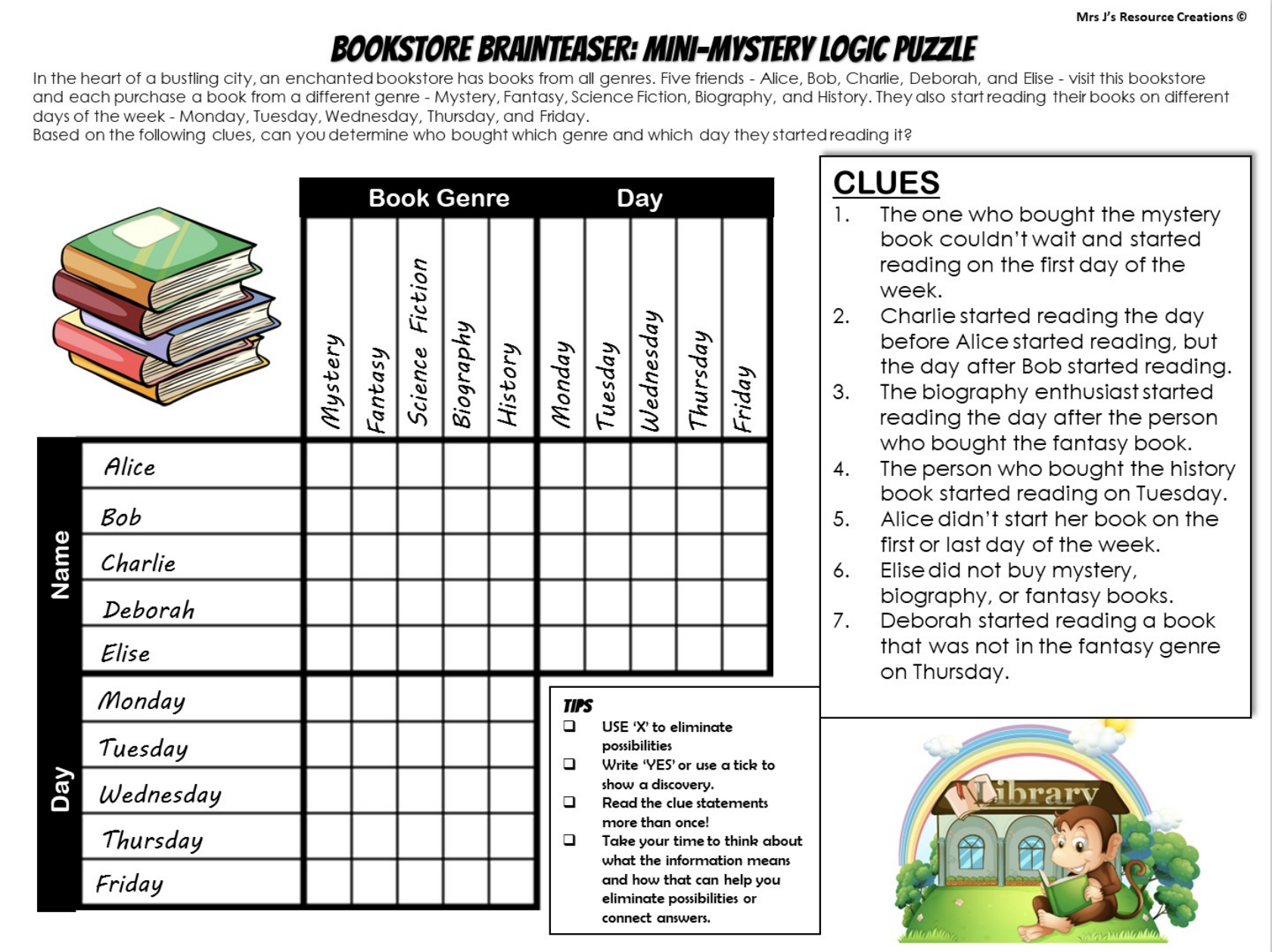 Logic Puzzles Printable With Answers