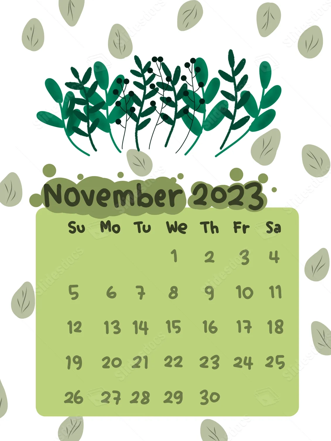 November Microsoft Calendar Printable