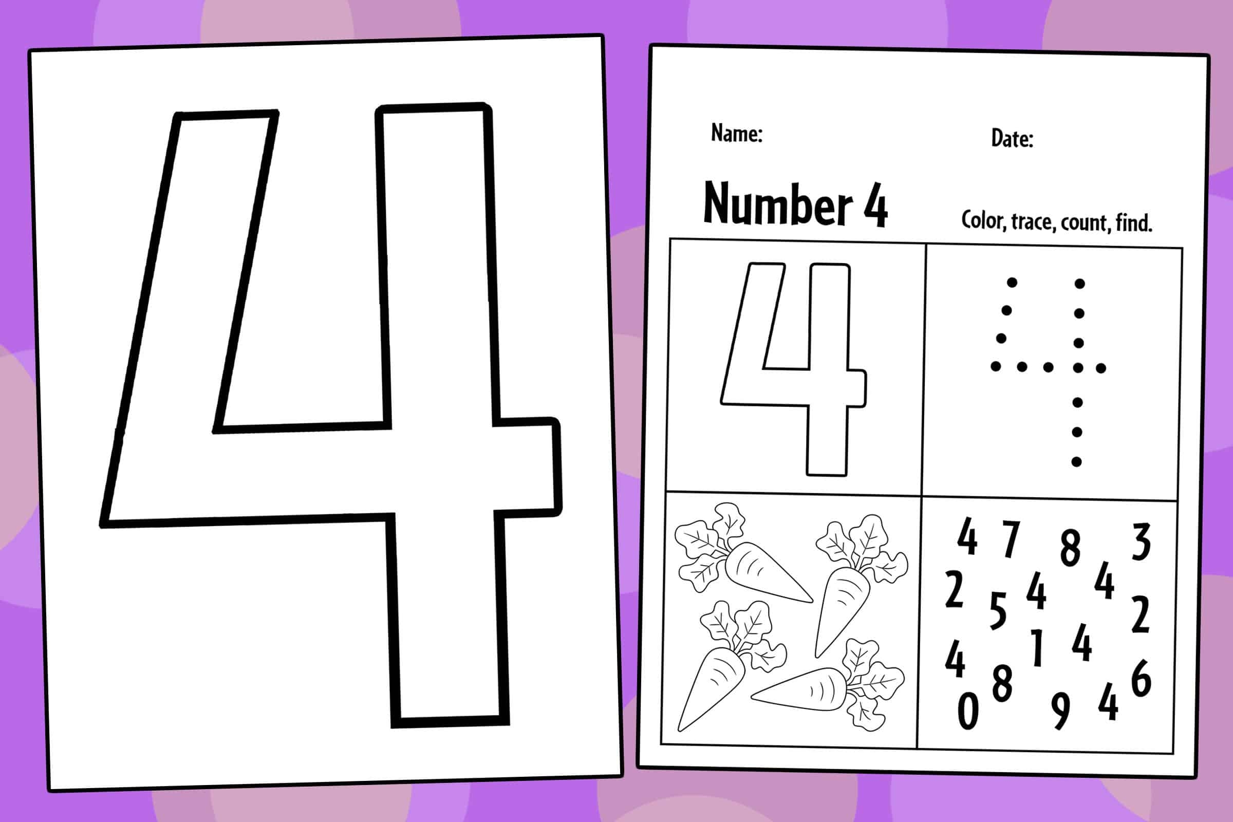 FREE Number 4 Worksheets For Preschool The Hollydog Blog 
