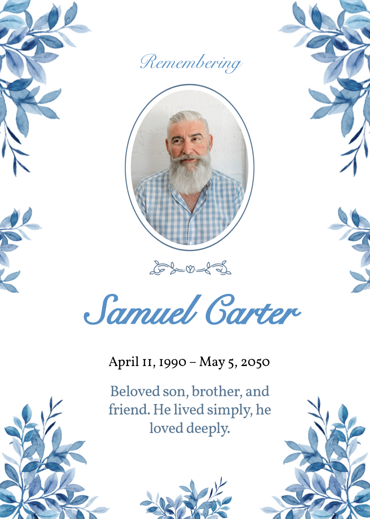 Free Sample Obituary Printable