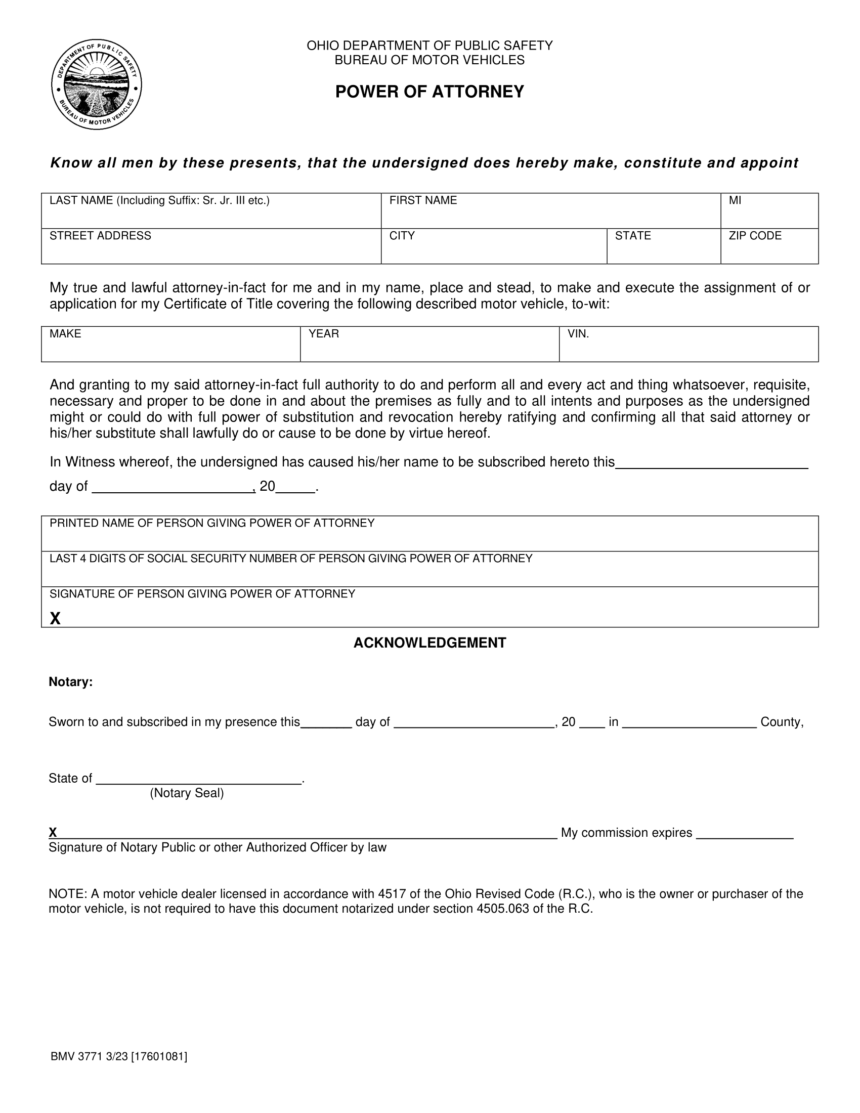 Ohio Bmv Form 5736 Printable