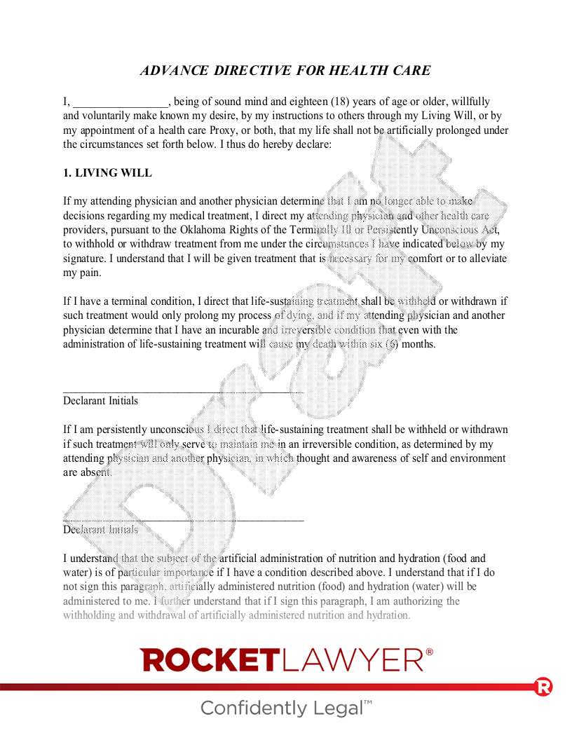 Living Will Forms Free Printable Oklahoma