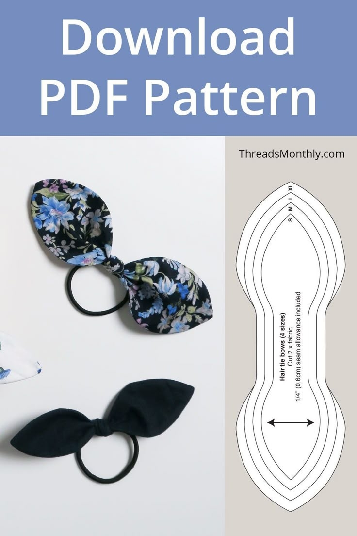 Free Pattern For Hair Tie Bows 4 Sizes Printable PDF Template 