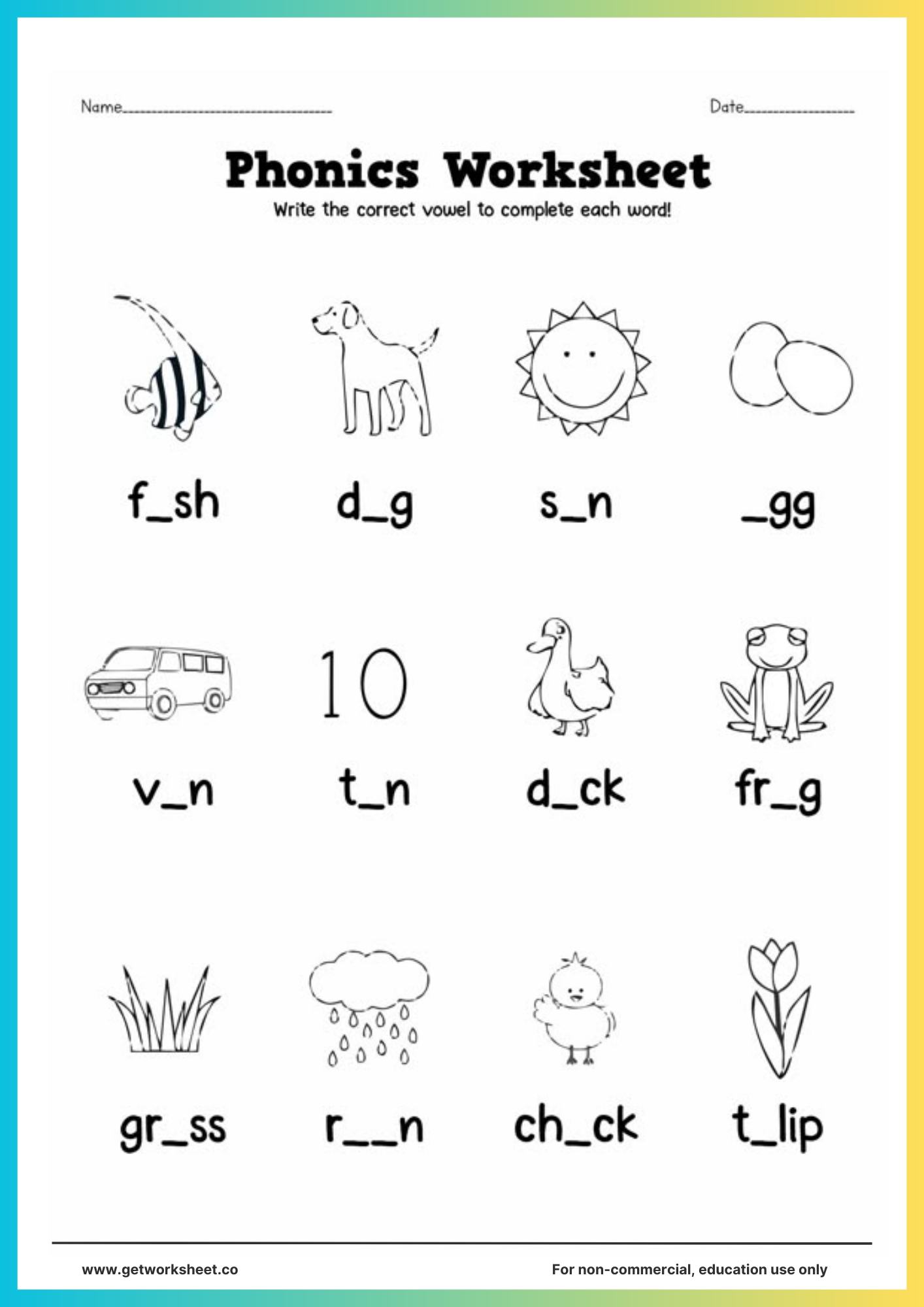 Printable Phonics Worksheets For Kindergarten