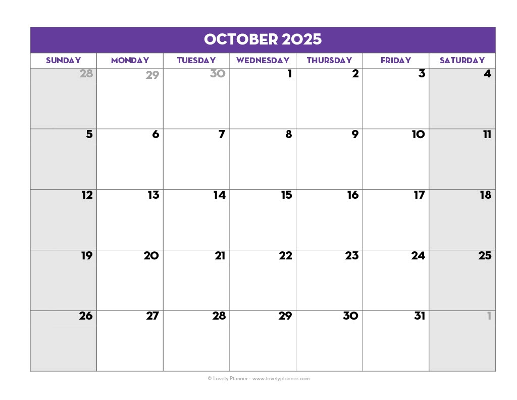Blank Calendar For 2026 2025 School Year