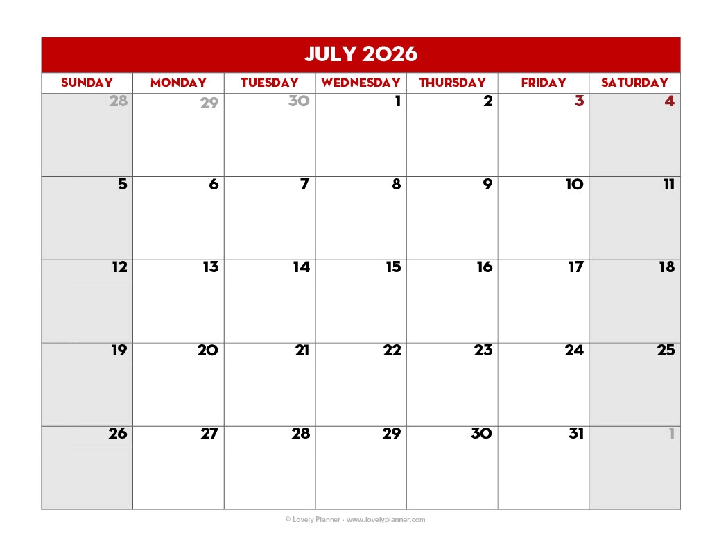 Printable 2026 School Calendar Blank
