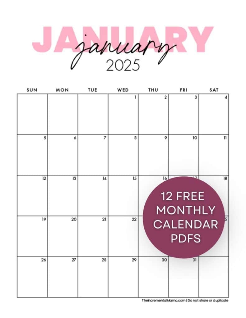 2025 Printable Free Calendar Pdf