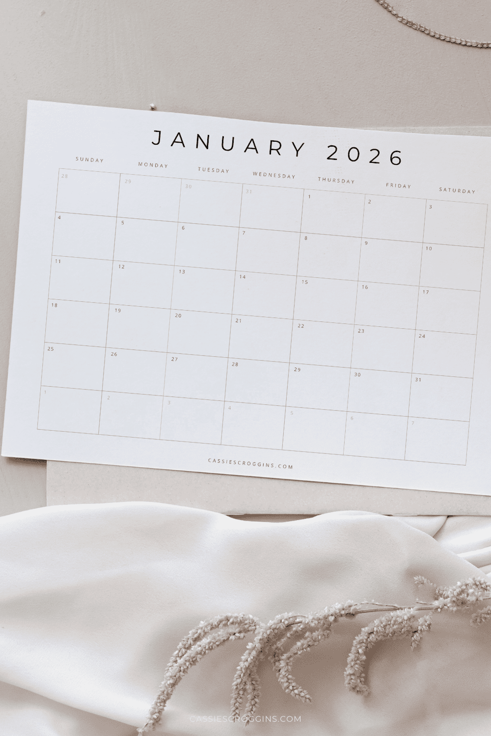 Blank Printable Calendar 2026 With Lines